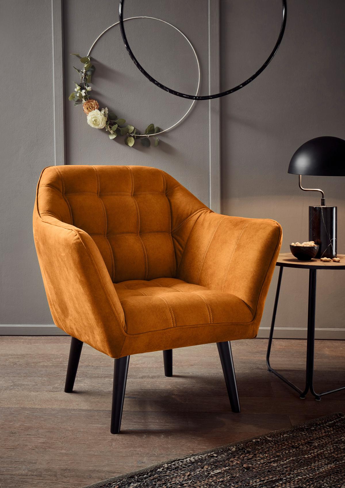 Cocktailsessel Max Kupferfarben B: 84 Cm - Schwarz/Kupferfarben, MODERN, Holzwerkstoff/Textil (84/87/70cm) - MID.YOU