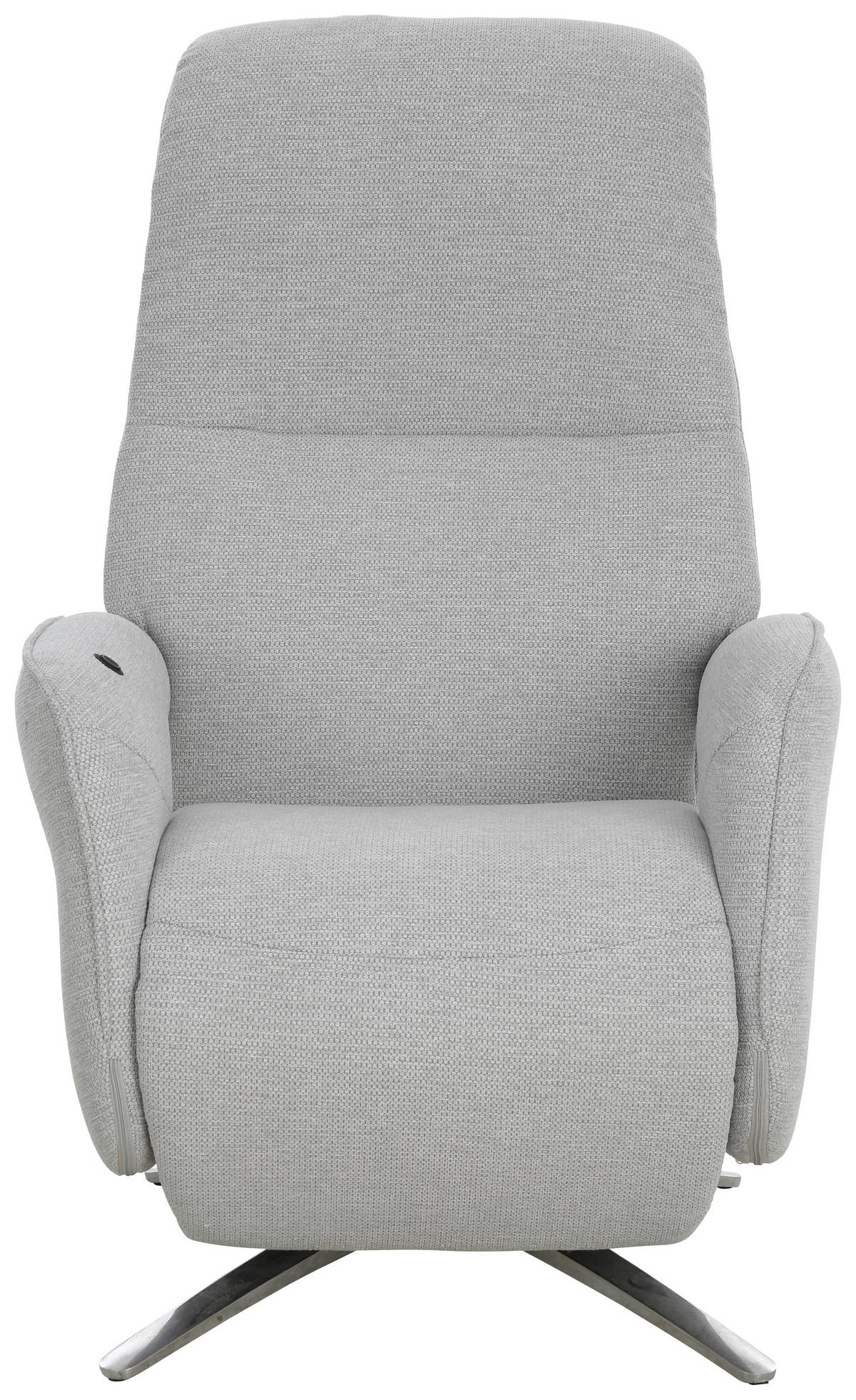 TV kreslo OTTAWA s relaxačnou funkciou - svetlosivá/chrómová, Modern, kov/drevo (74/115/92cm)