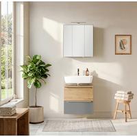 Badezimmer Verona Grau/Wildeiche 2-teilig - Wildeiche/Grau, Trend, Glas/Holzwerkstoff (60cm) - Held