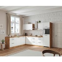 Eckküche Meran Mit Geräten 240x300 Cm Weiß/eiche Dekor - Eiche Wotan/Weiß, LIFESTYLE, Holzwerkstoff (240/300cm) - Held