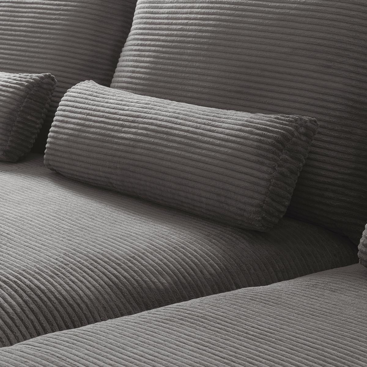 Ecksofa Berlin Cord Grau 313x172 cm - Schwarz/Grau, Design, Textil (313/172cm) - P & B