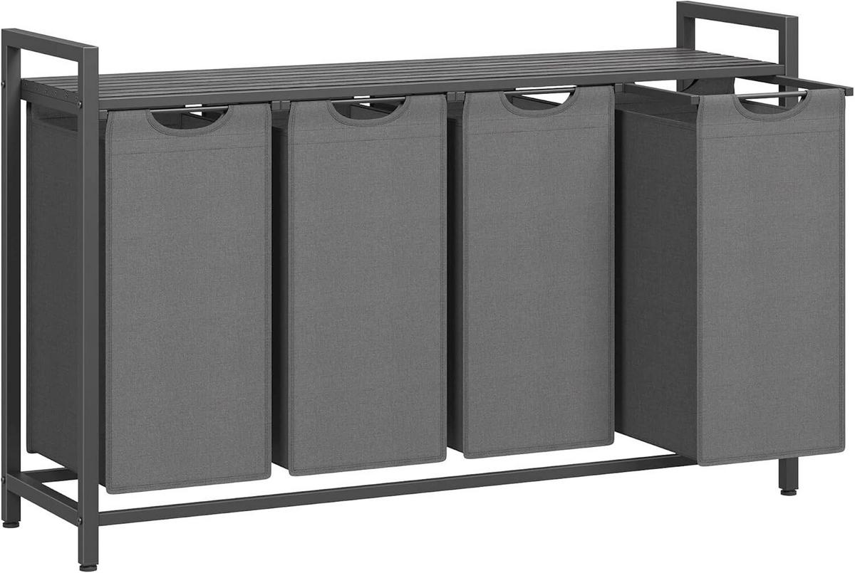 Wäschekorb Luandry Basket - Grau, MODERN, Holzwerkstoff/Metall (116/72/33cm) - MID.YOU