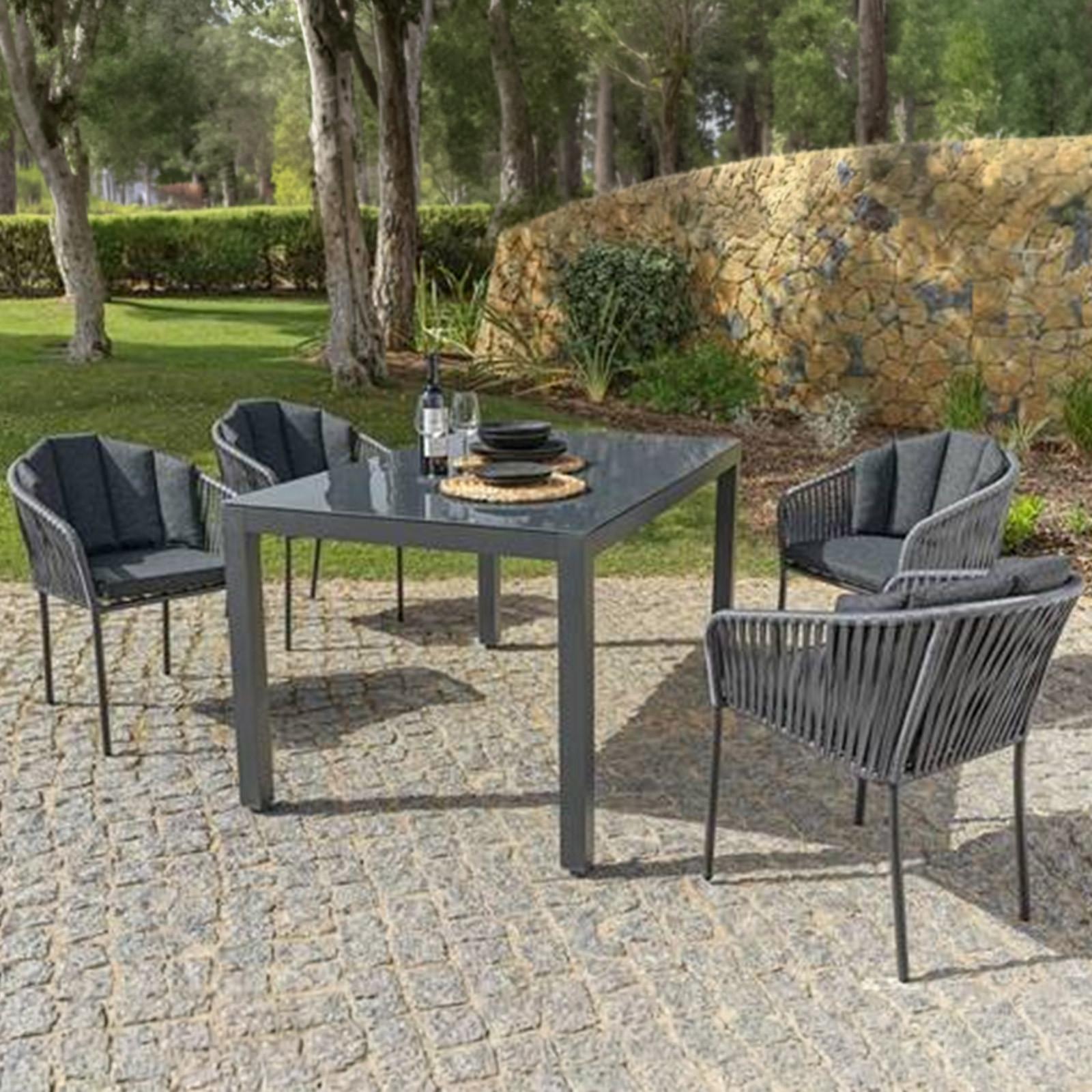 Kerti Karosszék Zoe - fekete/antracit, Modern, műanyag/textil (59/77,5/61cm) - Beldano