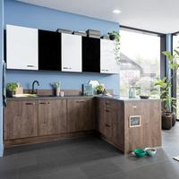 Einbauküche Ip2200/1200 Frei Planbar Modernes Design - Eichefarben/Schwarz, MODERN, Holzwerkstoff - Impuls