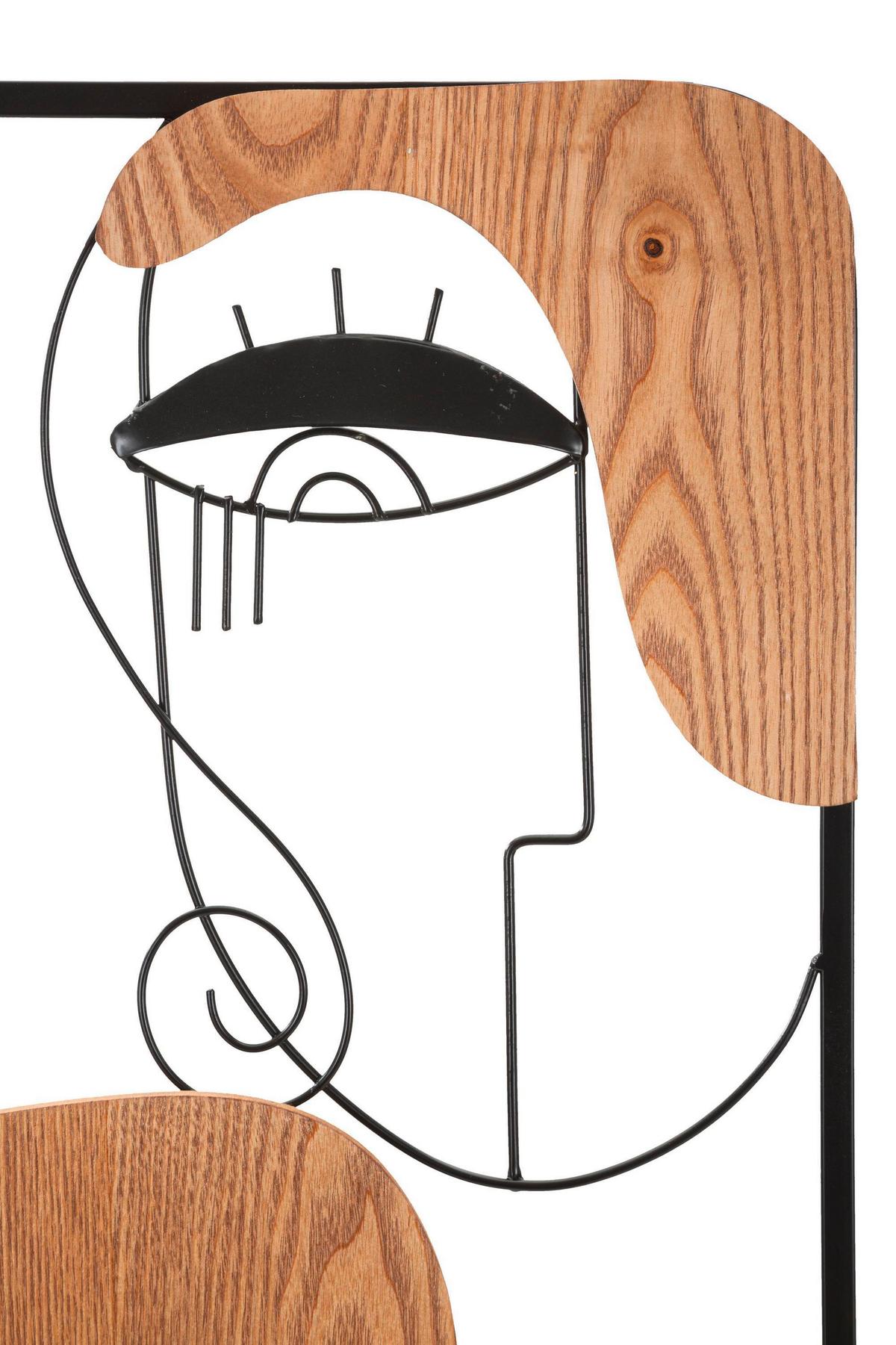 Wanddeko Picassy Naturfarben, Schwarz B: 38 cm - Schwarz/Naturfarben, Basics, Holzwerkstoff/Metall (38/89.5/2cm)