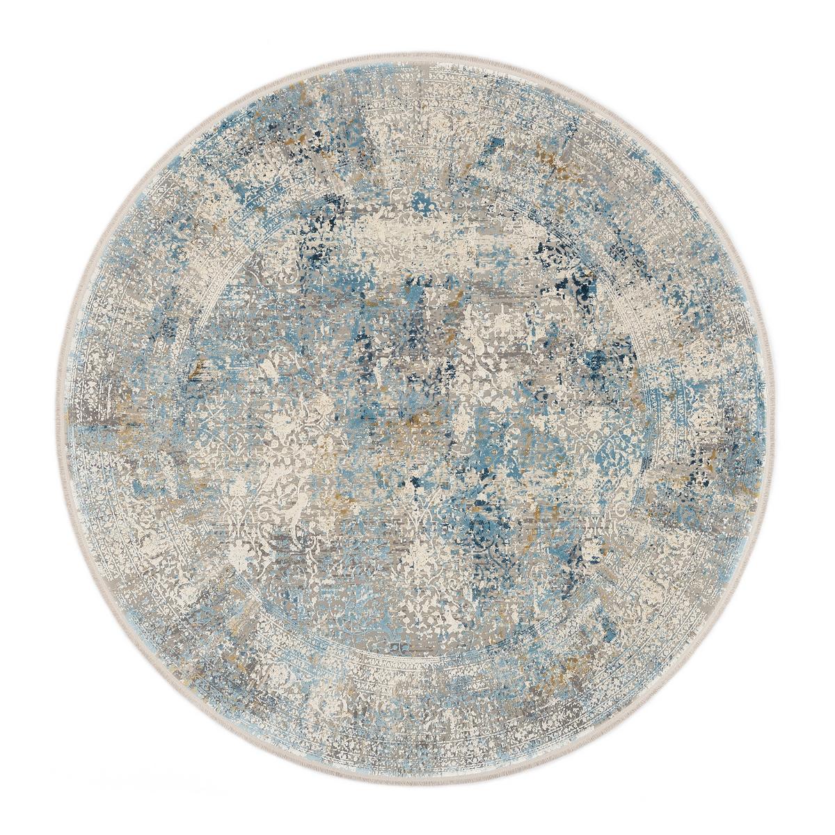 Webteppich Avignon Multicolor Rund Ø 200 Cm - Blau/Grau, Design, Textil (200cm) - Dieter Knoll