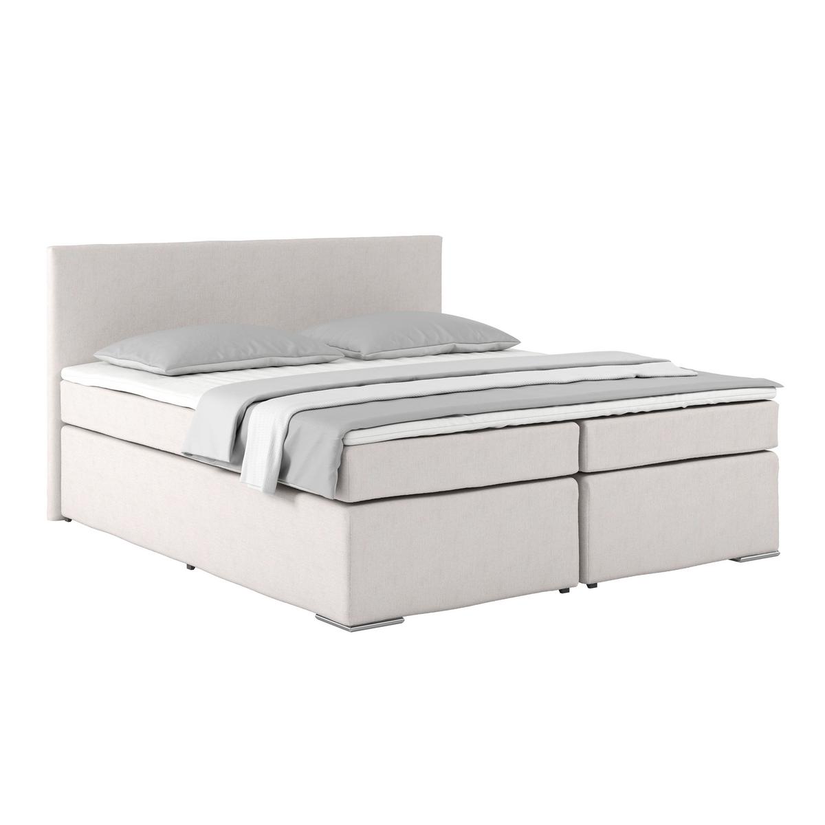 Manželská posteľ NERO, 180x200 cm, béžová - piesková/chrómová, Konventionell, kov/textil (180/200cm)