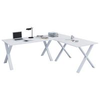 Eckschreibtisch Lona 220x220 Cm Weiß - Weiß, MODERN, Holzwerkstoff/Metall (220/80/76cm) - MID.YOU