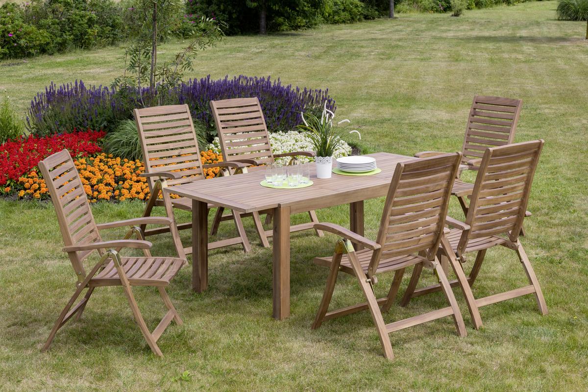 Gartentisch ausziehbar Paraiba Echtholz L: 150 cm - Akaziefarben, ROMANTIK / LANDHAUS, Holz (150/74,5/90cm) - Gardenson