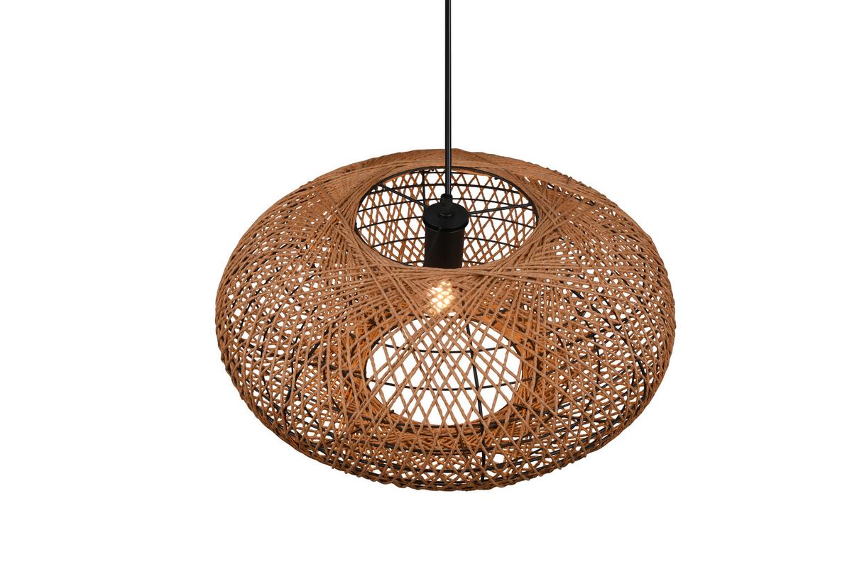 Hängeleuchte 312300136 Hedda - Schwarz/Braun, Natur, Naturmaterialien/Metall (52/150cm) - Trio Leuchten