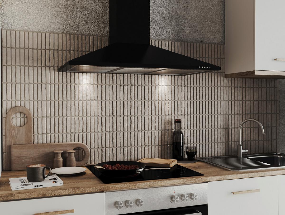 Dunstabzugshaube Respekta Karena Schwarz B:90cm - Schwarz, Basics, Metall (90/58-96/47,5cm) - Respekta