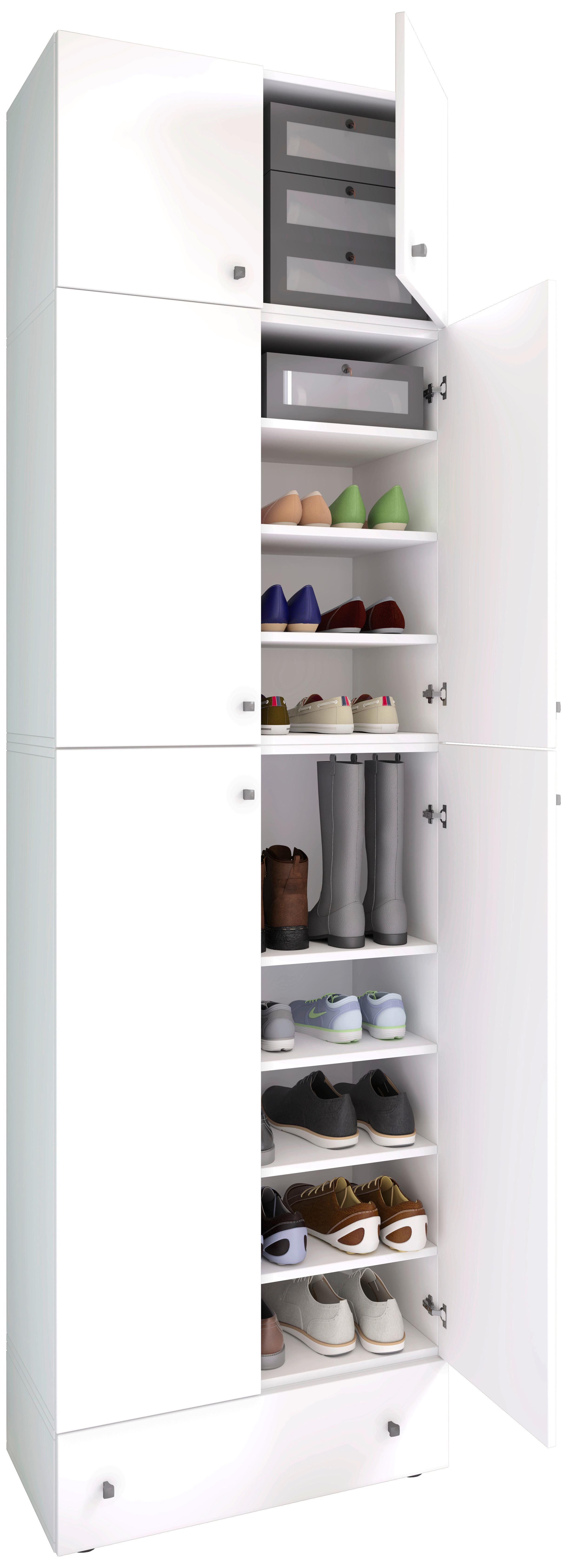 Schuhschrank Lona Xxl Weiß B: 70 Cm - Schwarz/Weiß, MODERN, Holzwerkstoff (70/240/39cm) - MID.YOU