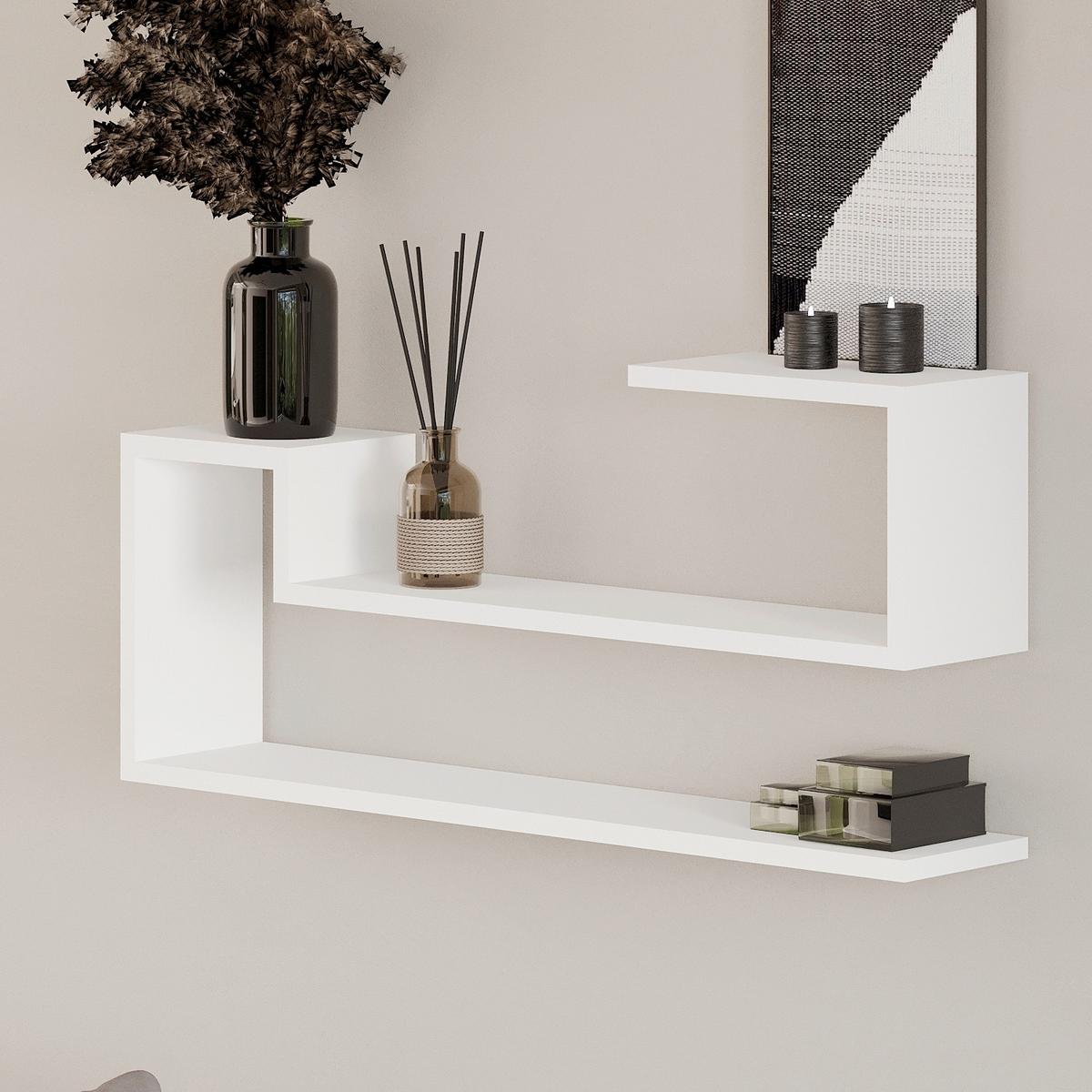 Wandregal Ravi Weiß B: 90 cm - Weiß, Design, Holzwerkstoff (90/41,2/17cm) - Livetastic