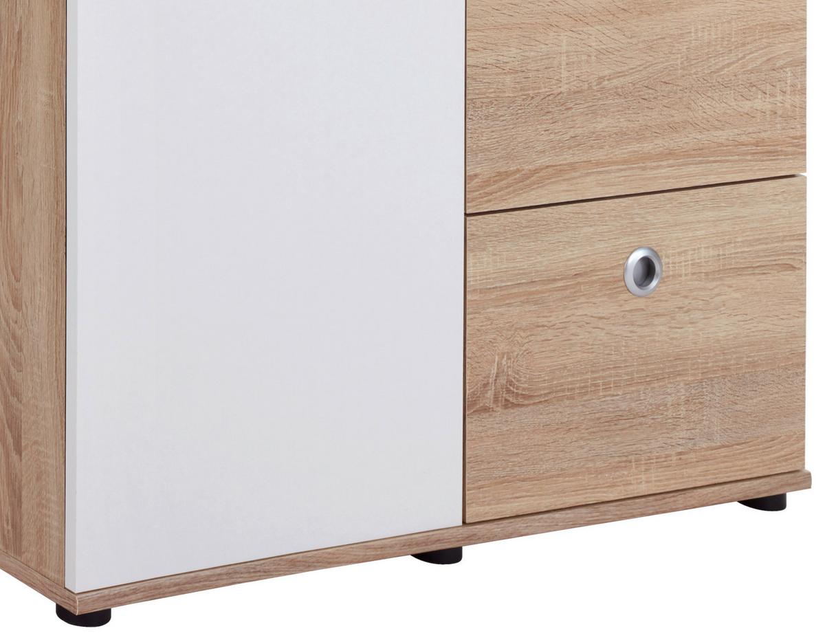 Drehtürenschrank M. Laden 90cm Wiki, Eiche Dekor/weiß - Weiß/Sonoma Eiche, KONVENTIONELL, Holzwerkstoff (90/191/53cm) - MID.YOU