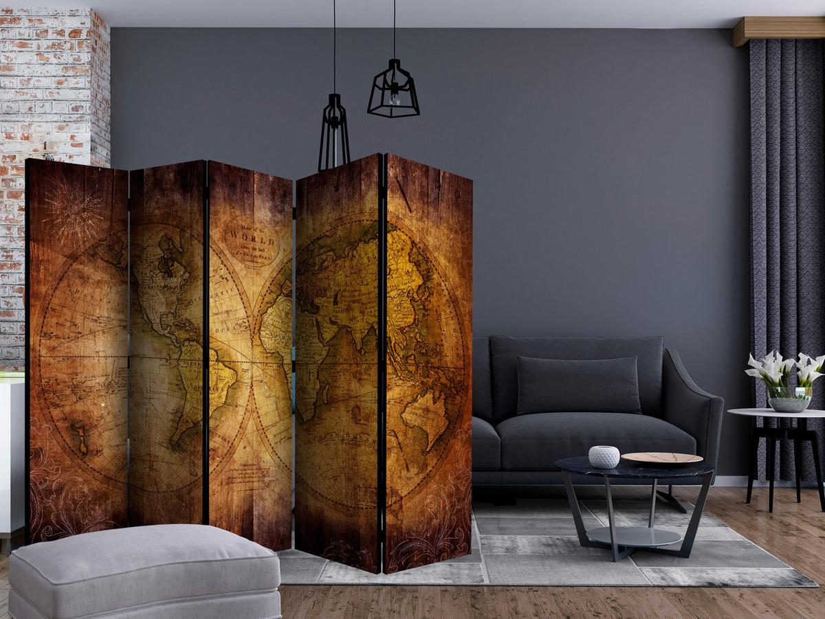Paravent Braun Cognac B: 225 Cm - Cognac/Braun, Basics, Holz/Kunststoff (225/172/3,5cm) - artgeist