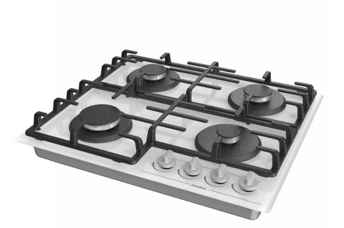 Plynová varná doska Mora VDP645GW7 - biela, Modern, sklo (60/13/52cm) - Mora