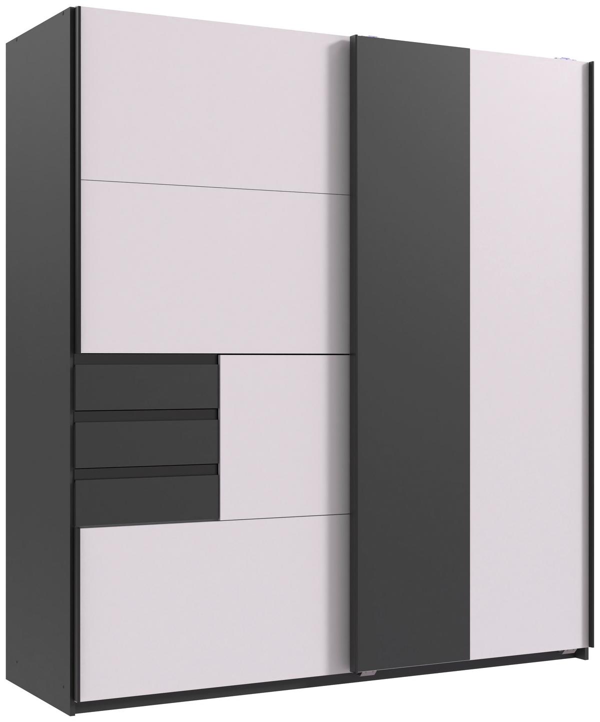 Schwebetürenschrank Coburg Graphitfarben/weiß B: 180 Cm - Graphitfarben/Weiß, MODERN, Holzwerkstoff (180/198/65cm) - MID.YOU