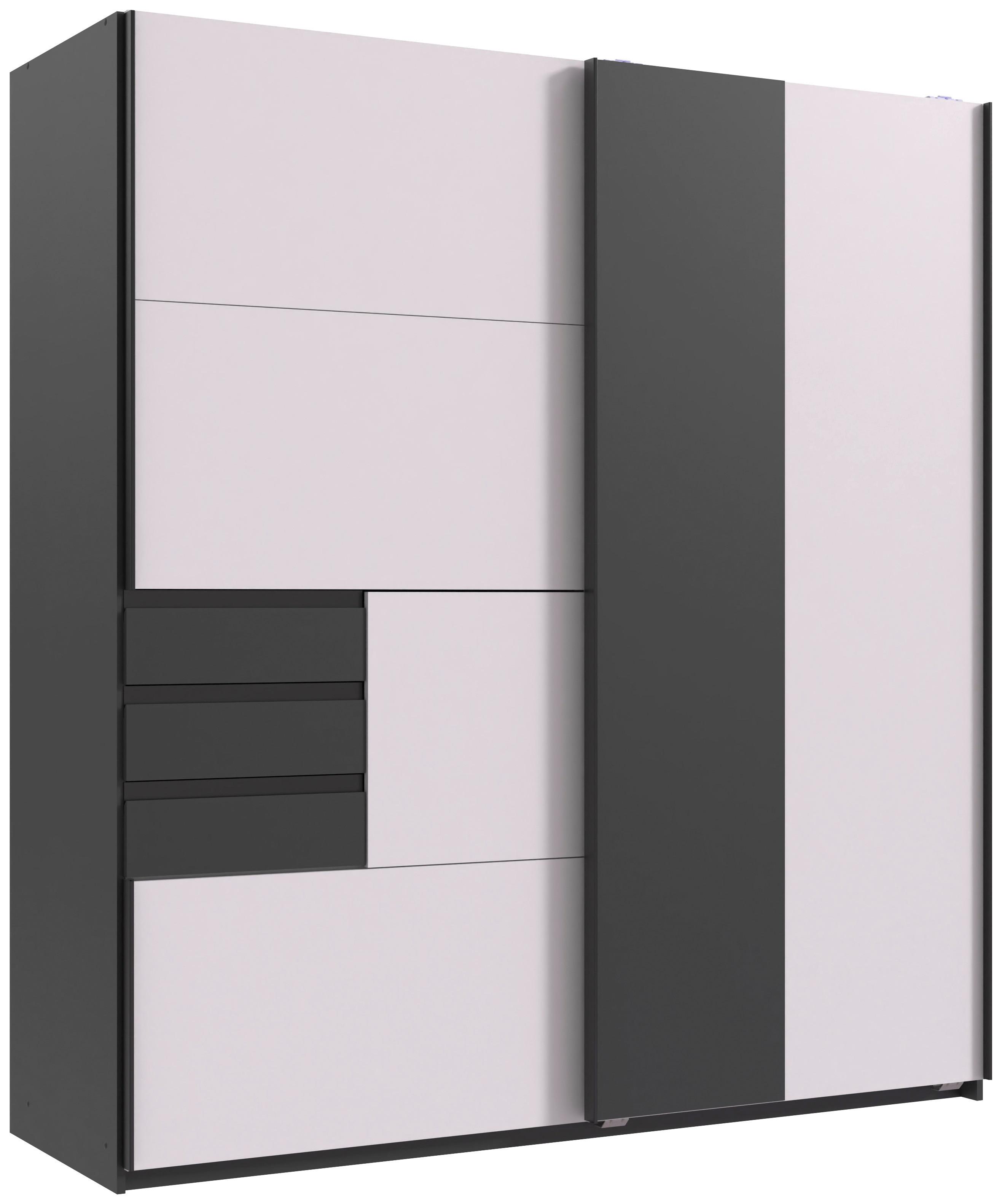 Schwebetürenschrank 180cm Coburg Graphitfarben/Weiß