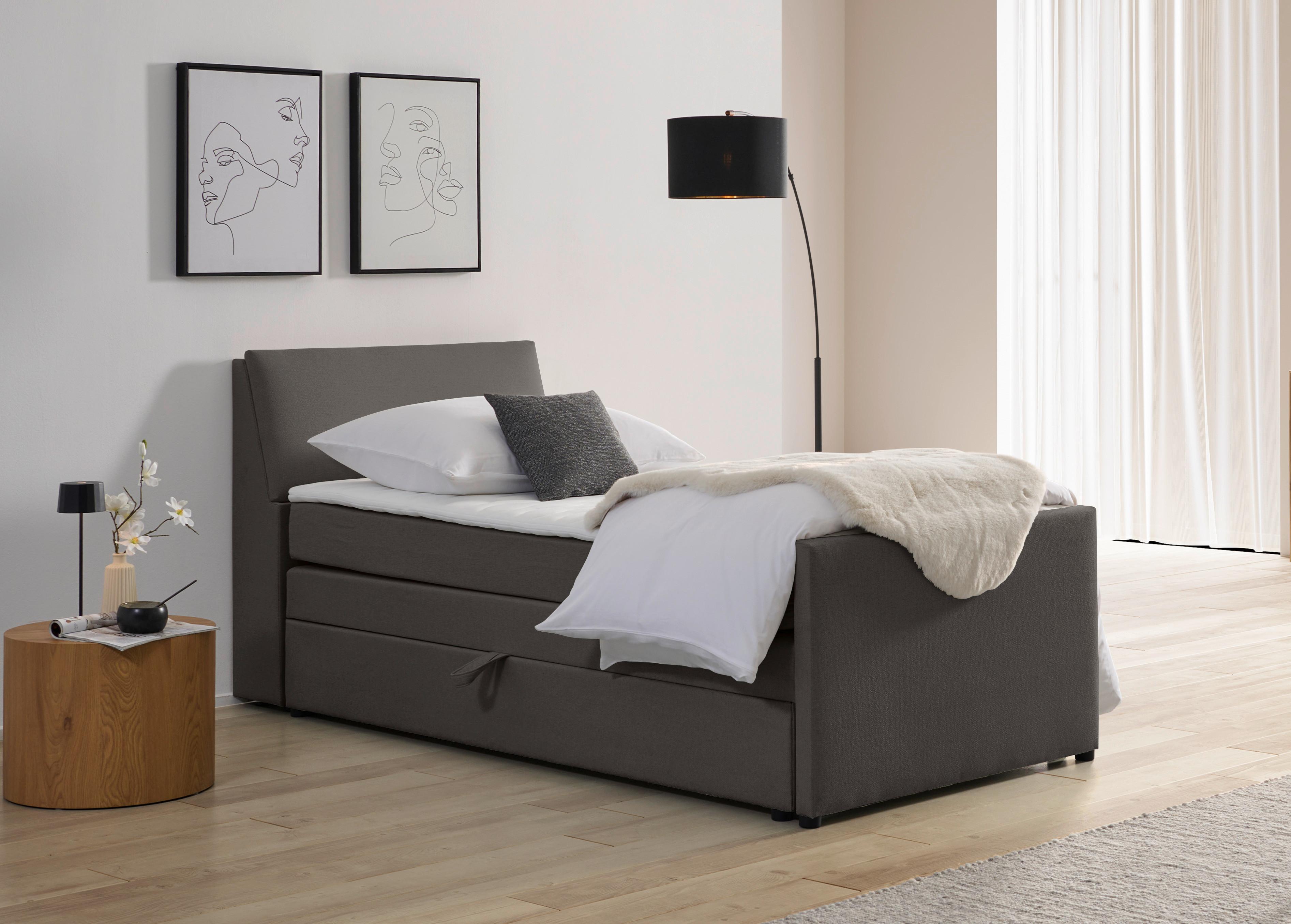 Boxspringbett Mit Bettkasten Nida 100x200 Cm Graphitfarben - Graphitfarben/Schwarz, MODERN, Holz/Textil (100/200cm) - MID.YOU