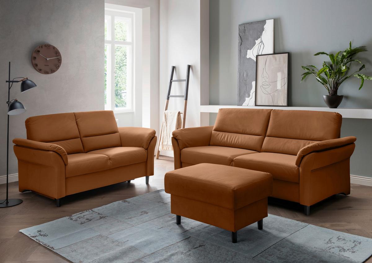 2-Sitzer-Sofa Cavoli, Cognac B: 147 cm - Cognac/Schwarz, MODERN, Textil (147/90/89cm) - Livetastic