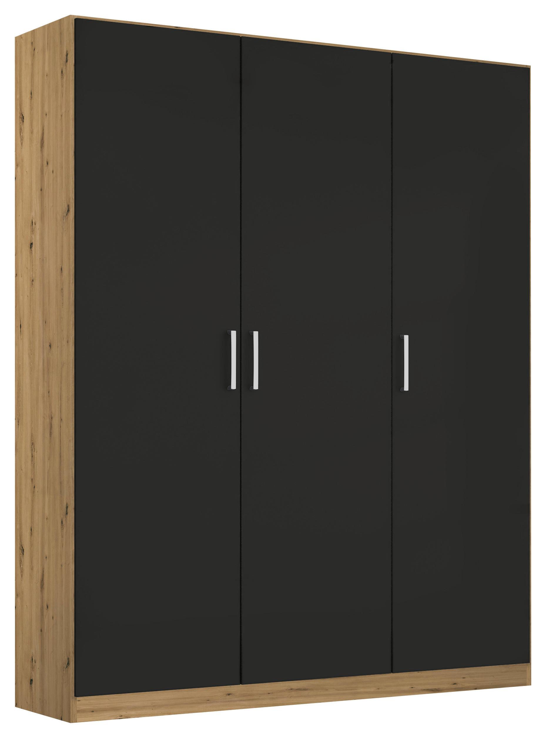 Skříň s otočnými dveřmi dub Artisan/šedá 136cm - šedá/barvy chromu, Moderní, kompozitní dřevo/plast (136/197/54cm) - Rauch Möbel