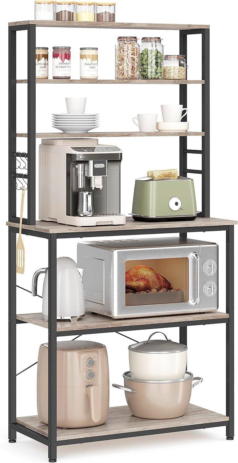 Regal Kitchen Shelf - Greige/Schwarz, MODERN, Holzwerkstoff/Metall (80/167/40cm) - MID.YOU