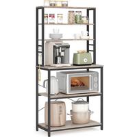 Regal Kitchen Shelf - Greige/Schwarz, MODERN, Holzwerkstoff/Metall (80/167/40cm) - MID.YOU