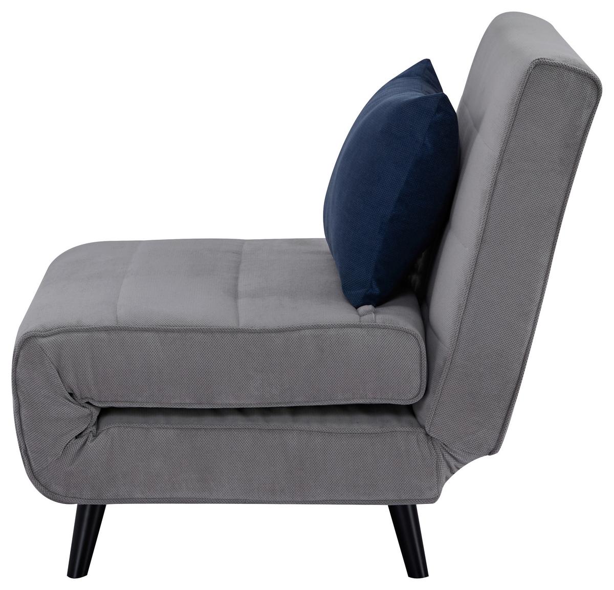 Rozkladacie kreslo SVEN 100, sivá / modrá - čierna/sivá, Modern, drevo/textil (101/81/90cm)