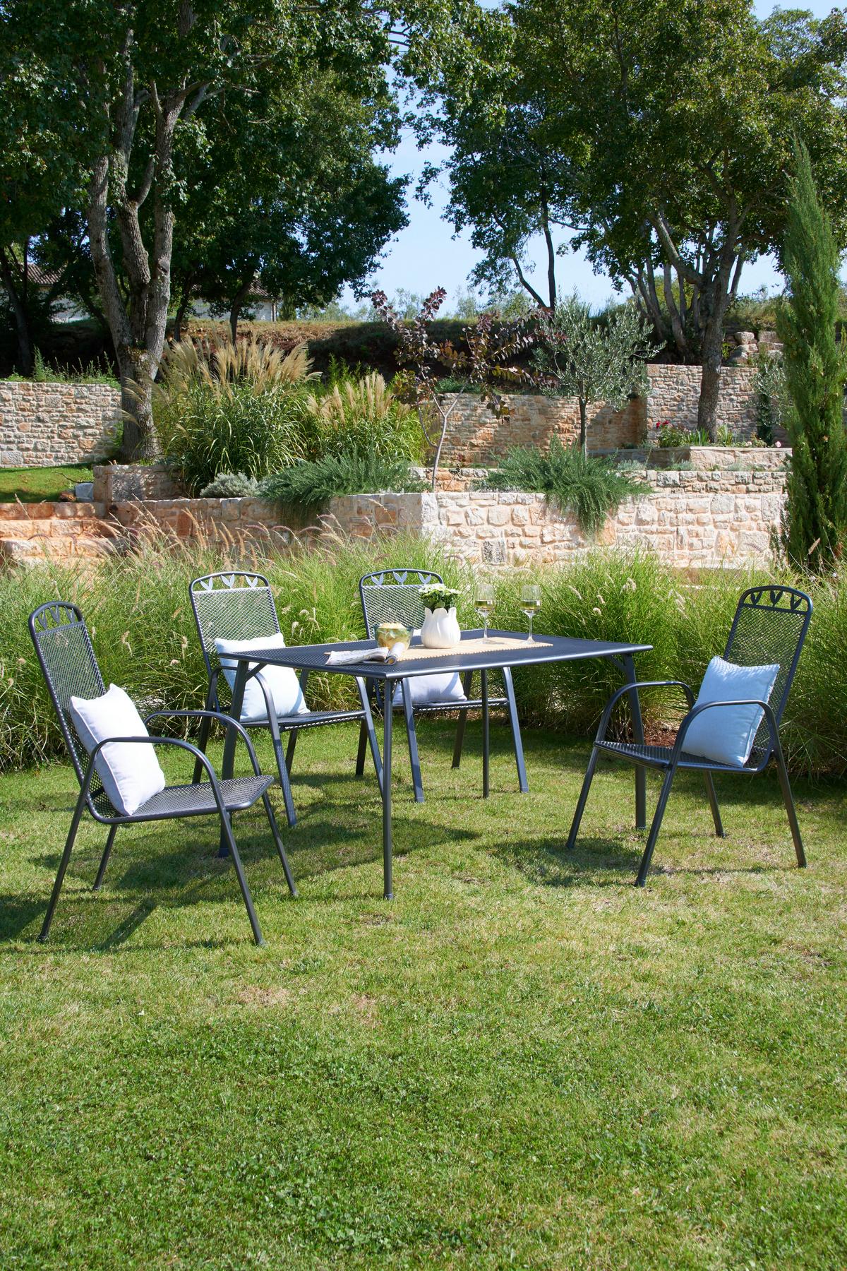 Gartentisch höhenverstellbar Toulouse, Stahl L 140 cm - Anthrazit/Schwarz, MODERN, Kunststoff/Metall (140/74/90cm) - Luca Bessoni