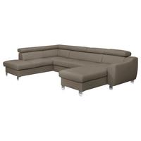 Wohnlandschaft Aspen Taupe U-Form: 208 cm - Taupe/Chromfarben, Design, Leder/Textil (208/315/175cm) - Livetastic
