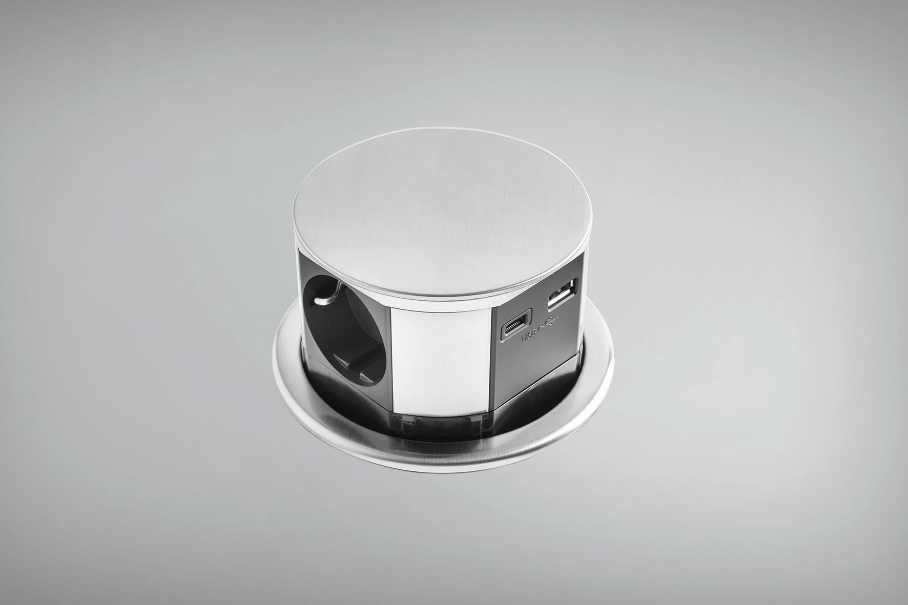 Steckdosenelement Ekotech Edelstahl - Edelstahlfarben, MODERN, Kunststoff (11,5cm)