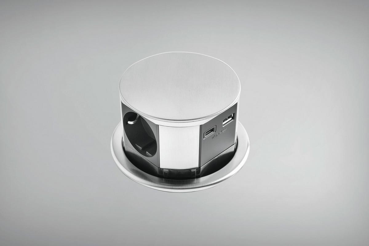 Steckdosenelement Ekotech Edelstahl - Edelstahlfarben, MODERN, Kunststoff (11,5cm)