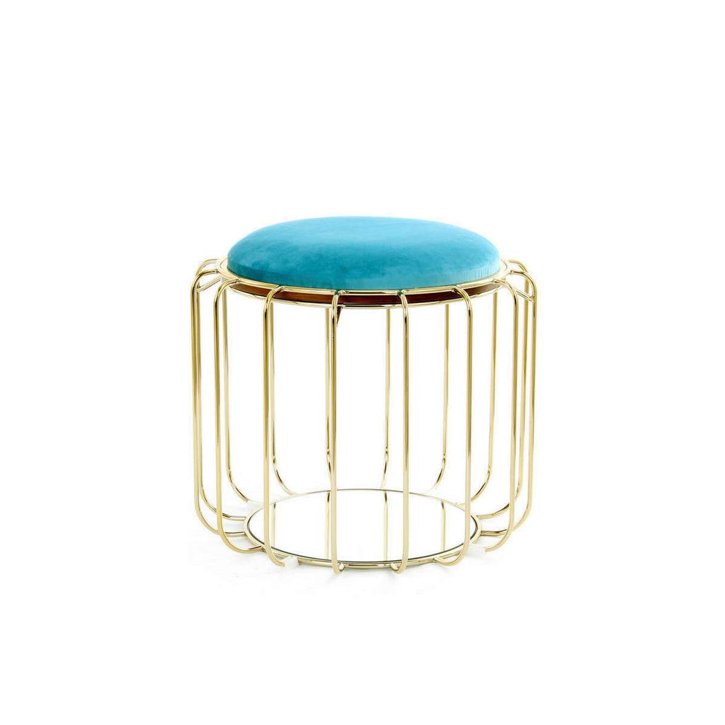 Beistelltisch/Pouf 2 in 1 Comfortable Gold/Türkis