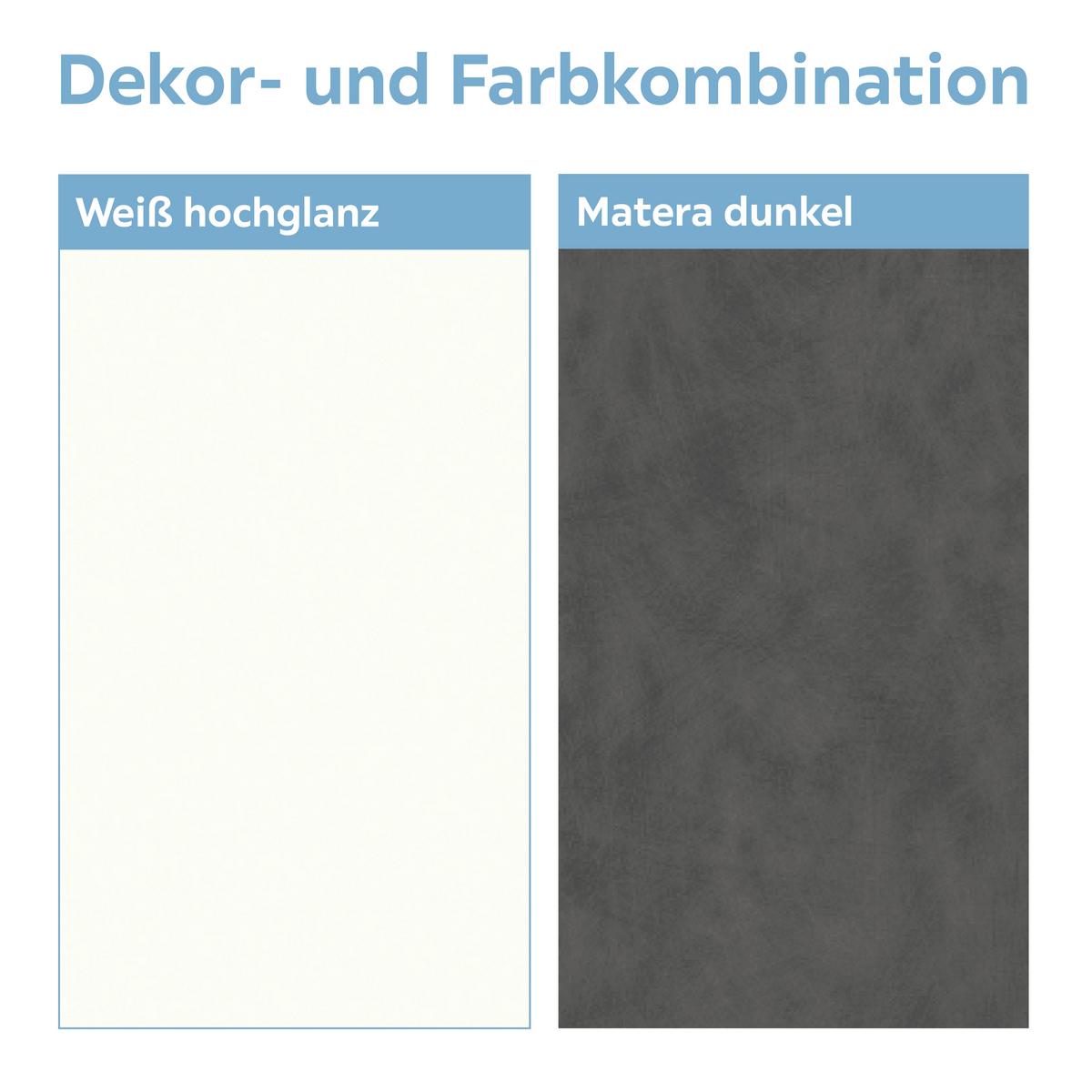 Hängevitrine Alassio B: 54,7cm Weiß/Matera Dekor mit Led - Graphitfarben/Weiß, MODERN, Glas/Holzwerkstoff (54,7/118,5/34cm) - Luca Bessoni