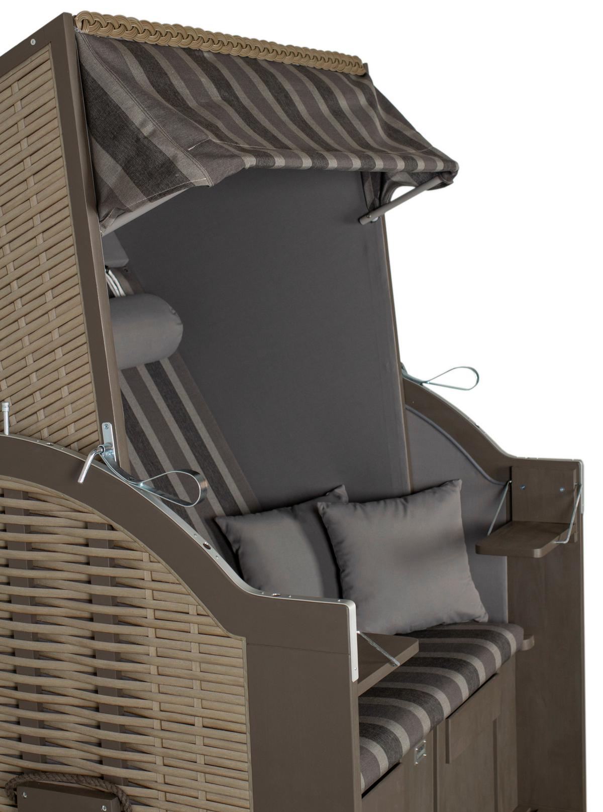 Strandkorb Compact Grau - Dunkelgrau, LIFESTYLE, Holz/Textil (120/160/80cm)