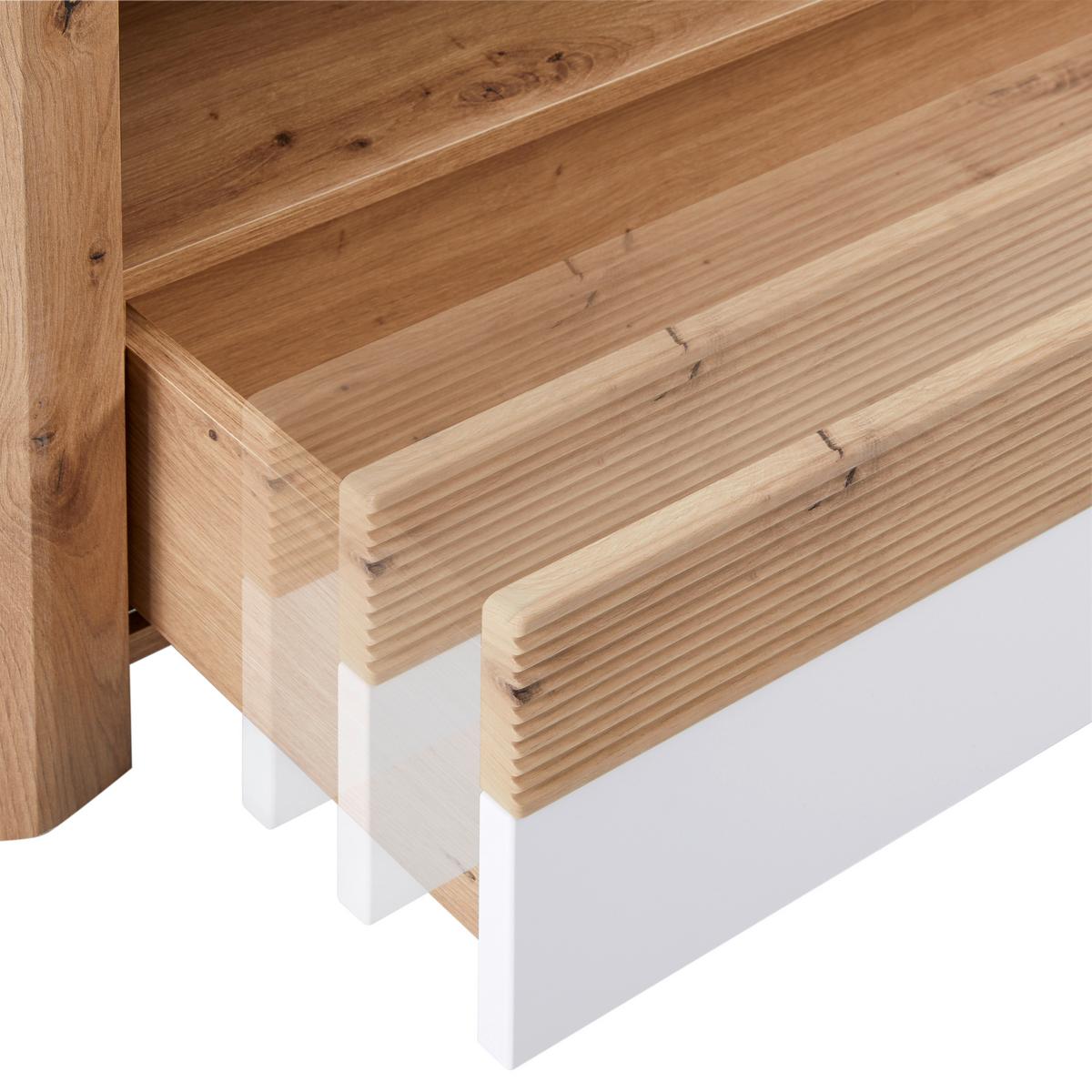 Couchtisch mit Stauraum Kashmir New, Eiche Dekor/Weiß - Eichefarben/Weiß, MODERN, Holzwerkstoff (100/50/69cm) - James Wood