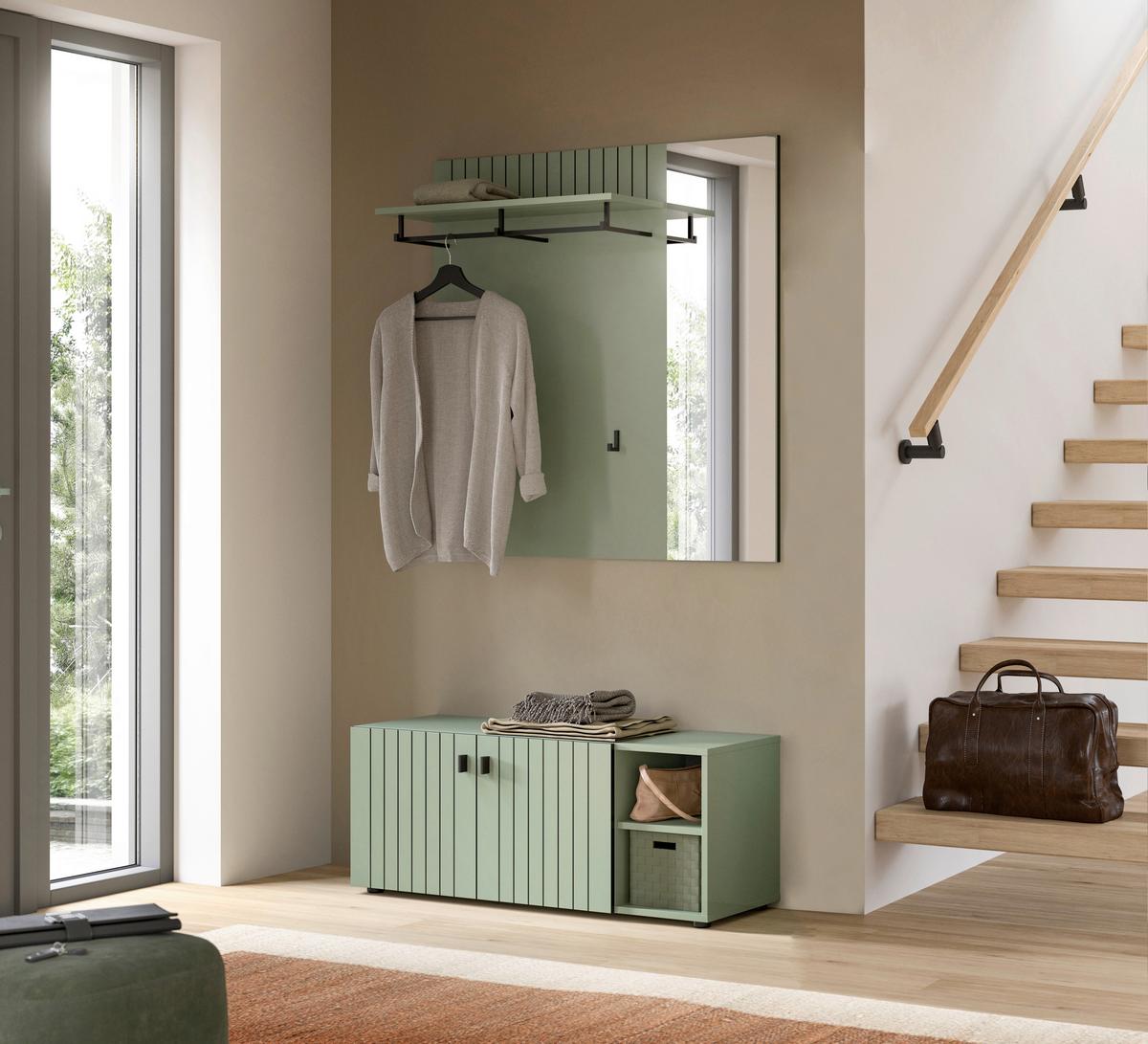 Garderobe Station Graugrün B: 106cm - Graugrün, Design, Holzwerkstoff (106/192/37cm) - MID.YOU