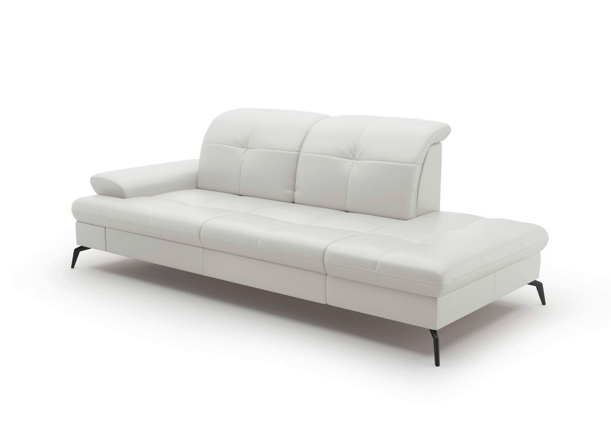 Récamiere Amica E, Weiß B: 231 Cm - Schwarz/Weiß, KONVENTIONELL, Leder/Textil (231/90/122cm) - Sit & More