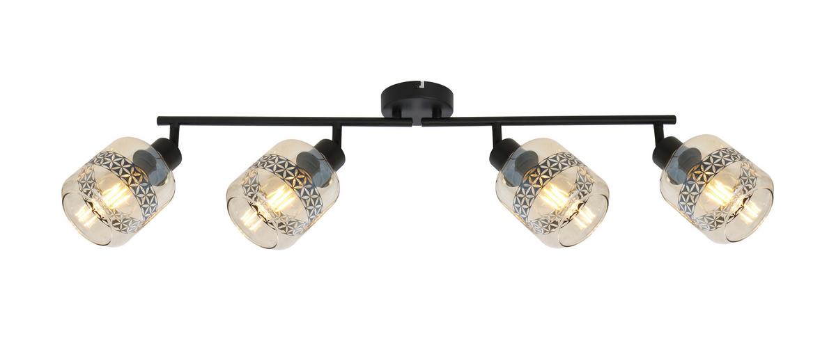 Strahler 4-Flammig verstellbar L: 70,5 cm - Schwarz, Design, Glas/Metall (70,5/11/25cm) - Globo