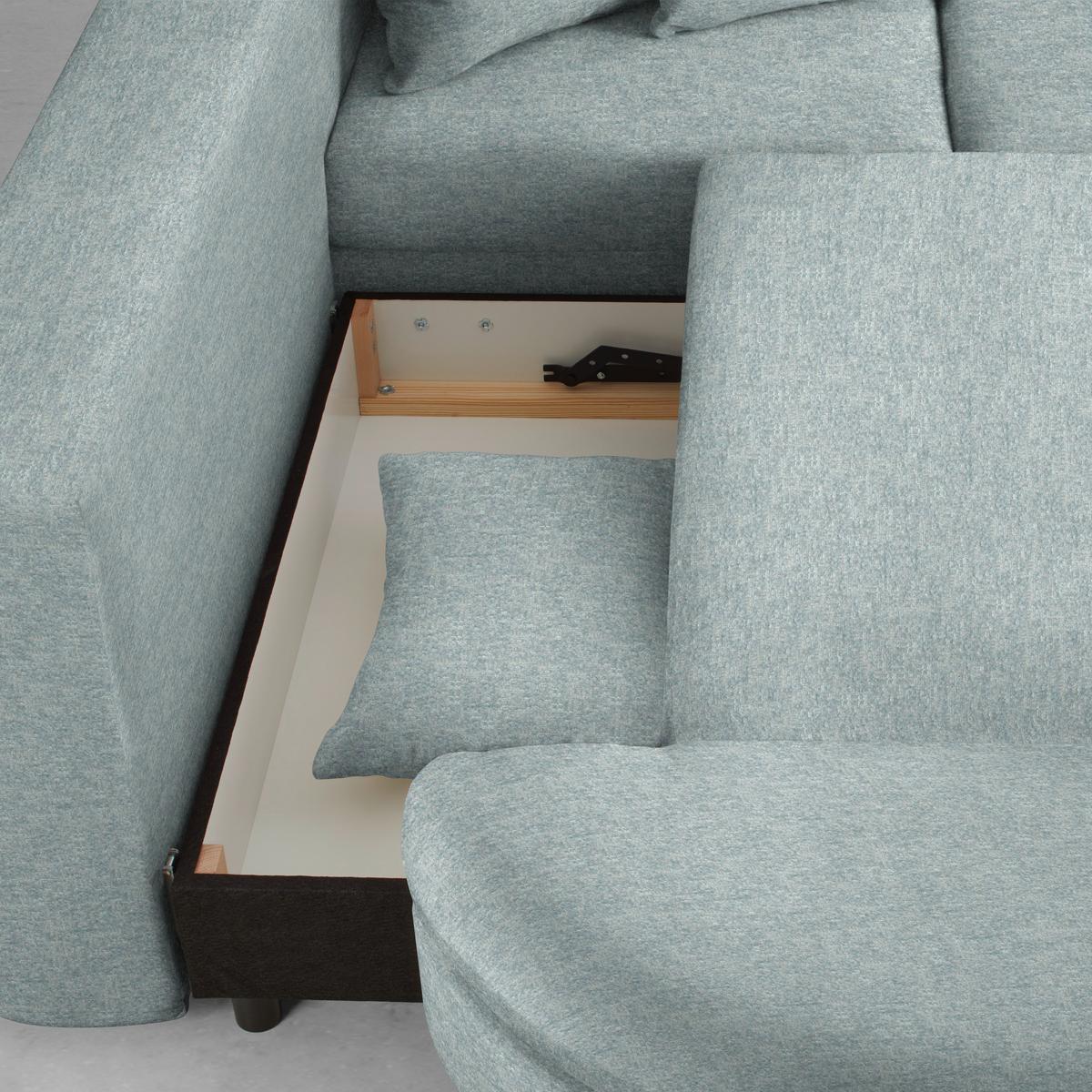 Rohová sedačka AXEL, levá, světle modrá tkanina - černá/světle modrá, Moderní, kov/textil (250/291cm) - Mömax