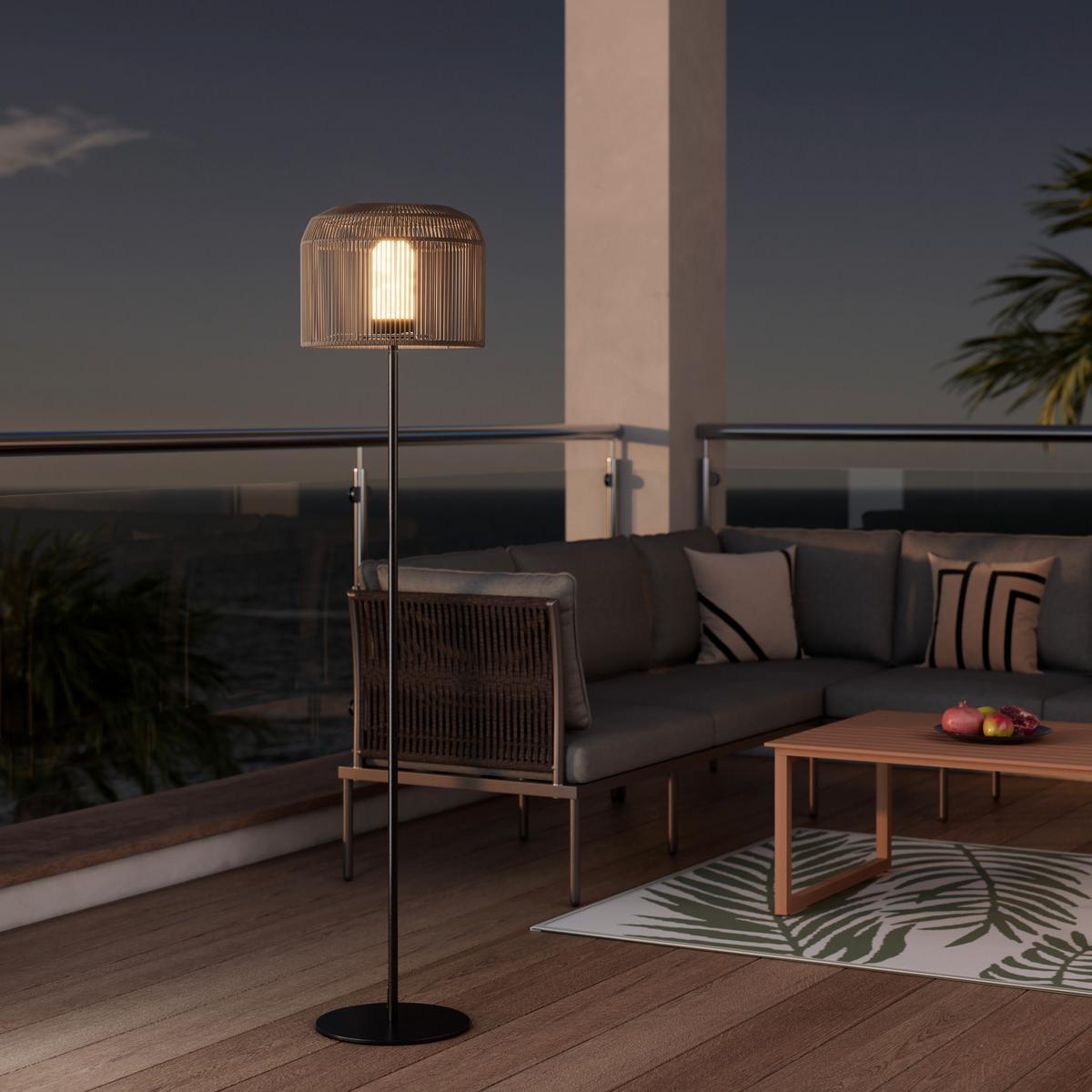 STOJACIA LAMPA IVO - čierna/béžová, Modern, kov/plast (35/158/35cm) - Bessagi Garden