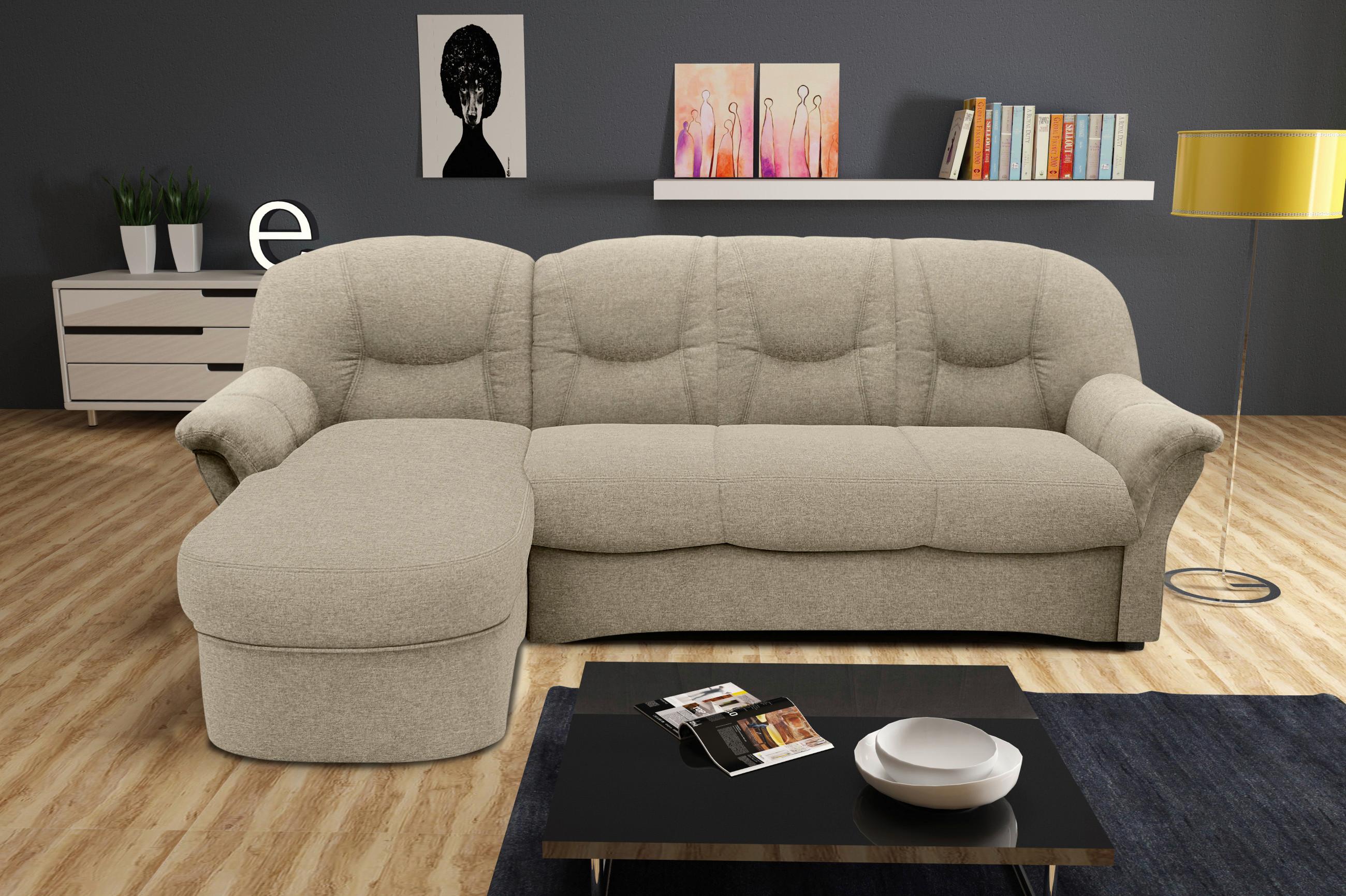Ecksofa Papenburg Schlammfarben - Schlammfarben/Schwarz, KONVENTIONELL, Textil (142/233cm) - MID.YOU