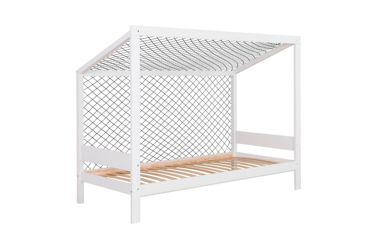 Bodenbett mit Rollrost 90x200 cm Weiß - Weiß/Naturfarben, MODERN, Holz (90/200cm) - MID.YOU