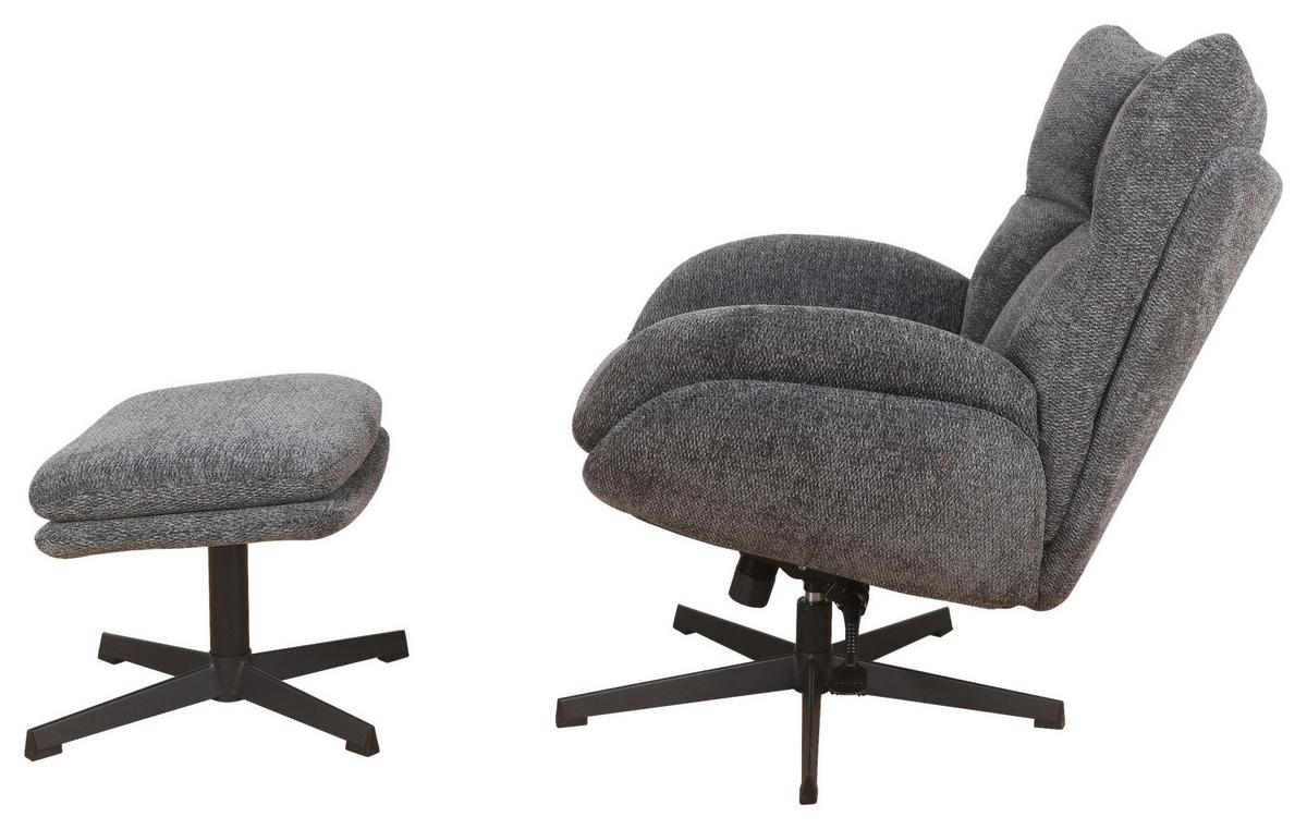 Relaxsessel Houston Chenille dunkelgrau, B: 76cm - Dunkelgrau/Schwarz, MODERN, Textil/Metall (76/101/87cm)