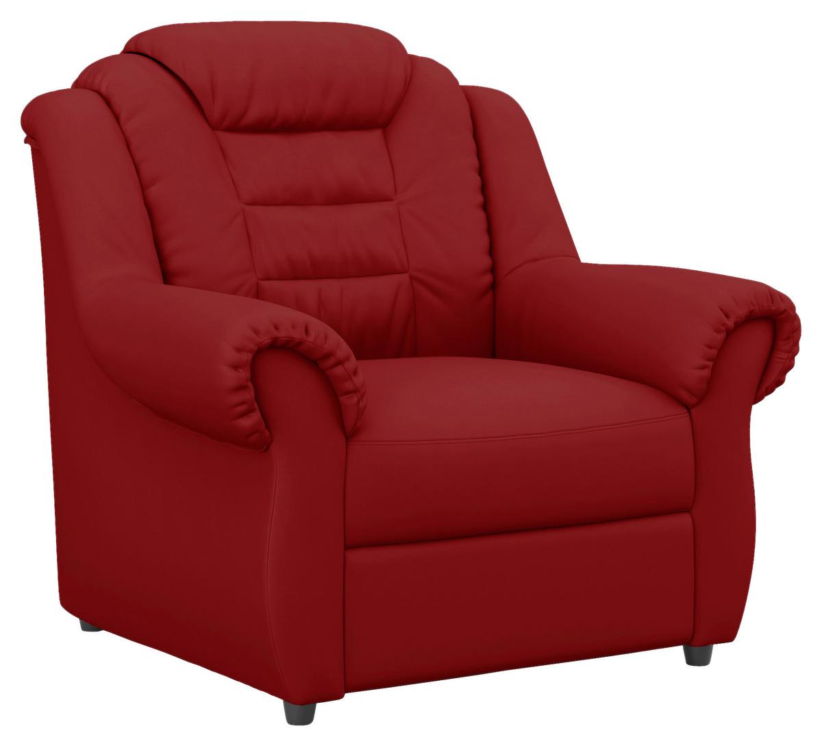 Sitzgarnitur 3-tlg. Rot Lederlook - Rot/Schwarz, KONVENTIONELL, Textil - Livetastic