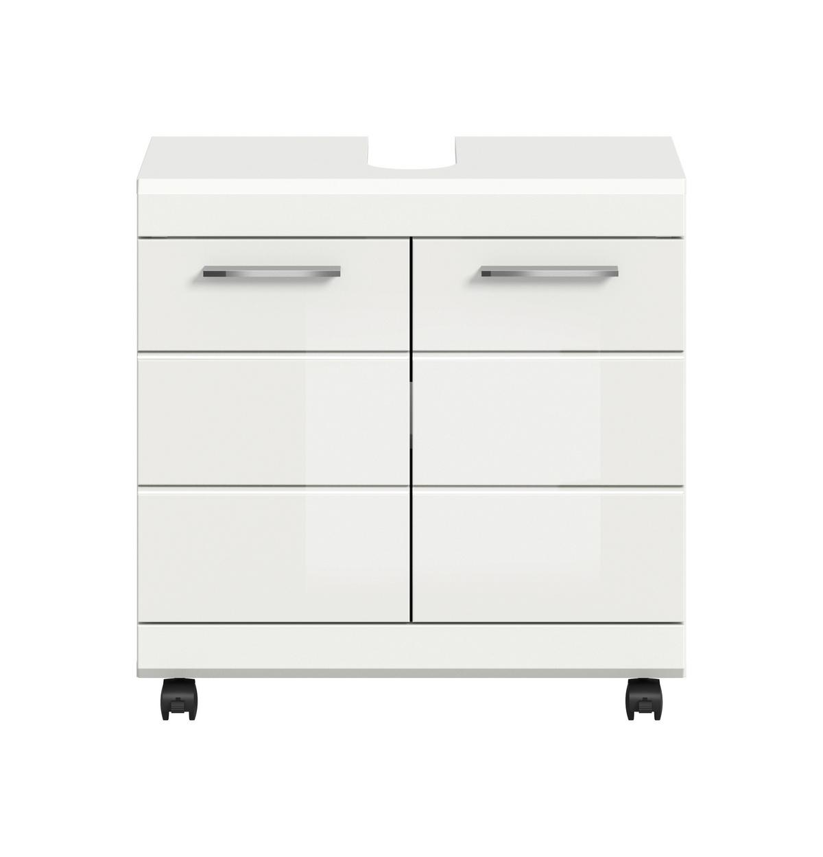 WASCHBECKENUNTERSCHRANK Scout Weiß/Weiß HG B: 60cm - Weiß Hochglanz/Schwarz, Trend, Holzwerkstoff (60/60/34cm) - MID.YOU