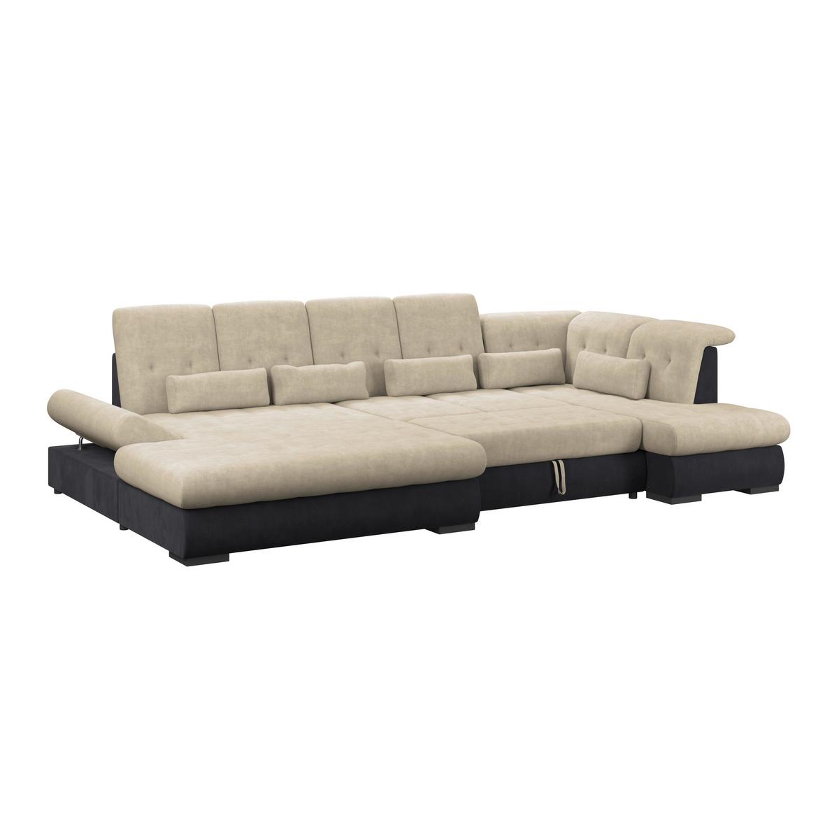 Wohnlandschaft Madera Cremefarben S: 358x212 cm - Anthrazit/Creme, KONVENTIONELL, Kunststoff/Textil (190/358/212cm)