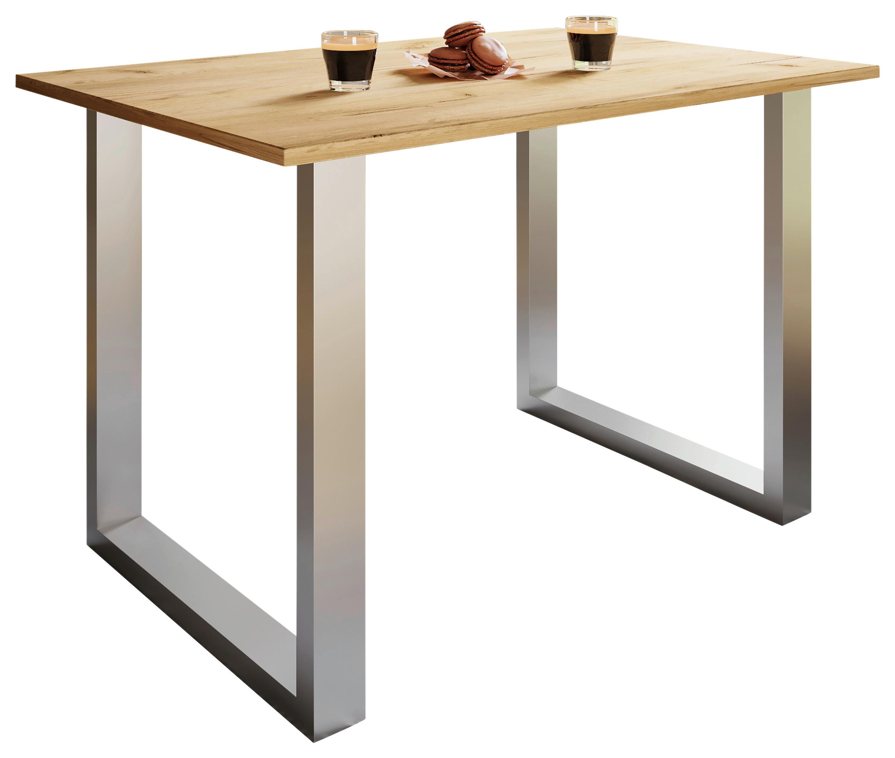 Esstisch Xona Silberfarben/Honigeiche - Honigeiche/Silberfarben, Design, Holzwerkstoff/Metall (80/50/76cm) - MID.YOU