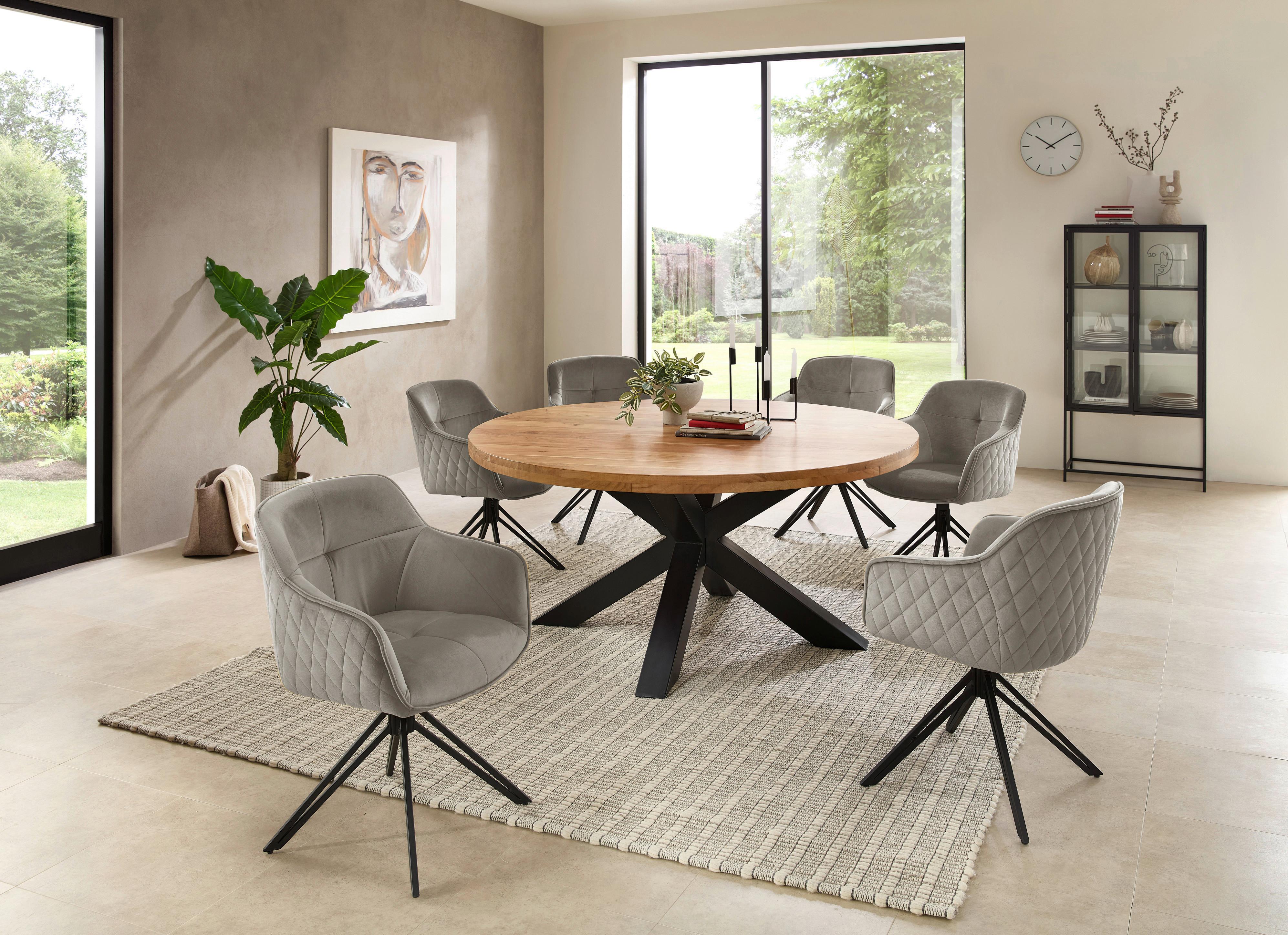 Esstisch Brad Schwarz/akaziefarben - Schwarz/Akaziefarben, MODERN, Holz/Metall (160/160/75cm) - Livetastic