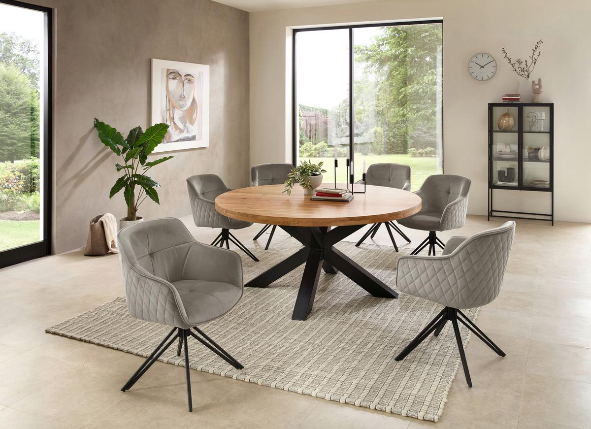 Esstisch Brad Schwarz/Akaziefarben - Schwarz/Akaziefarben, MODERN, Holz/Metall (160/160/75cm) - Livetastic